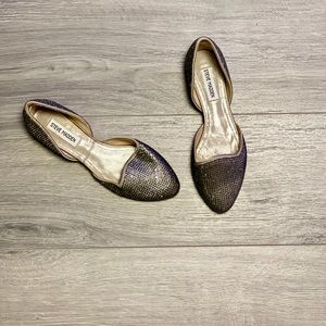 Steve Madden Vamp Pewter Rhinestone Studded Flat Size 7.5